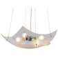 Meyda Lighting Crinkle 26" 4-Light Brushed Nickel Inverted Pendant Light With Clear Textured Crushed Ice Shade Glass