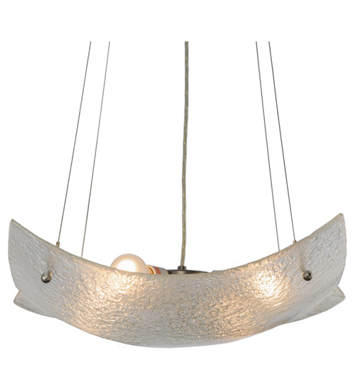 Meyda Lighting Crinkle 26" 4-Light Brushed Nickel Inverted Pendant Light With Clear Textured Crushed Ice Shade Glass