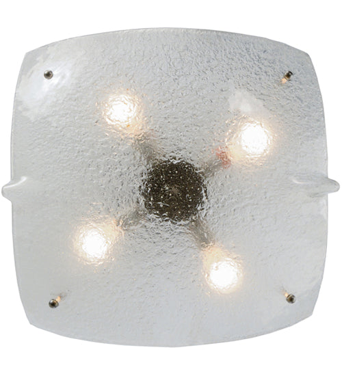 Meyda Lighting Crinkle 26" 4-Light Brushed Nickel Inverted Pendant Light With Clear Textured Crushed Ice Shade Glass