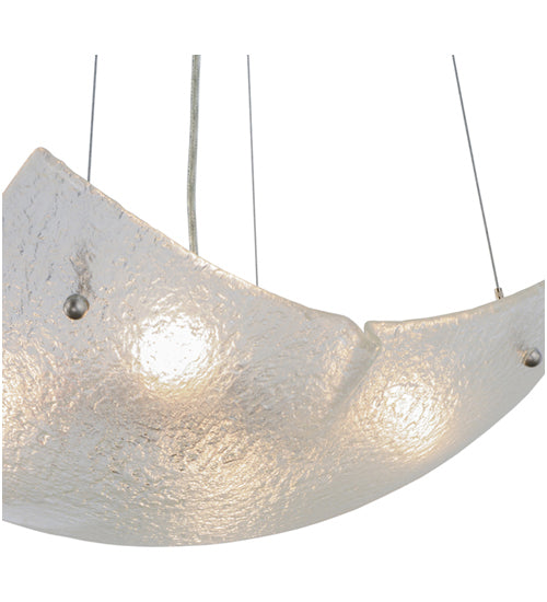 Meyda Lighting Crinkle 26" 4-Light Brushed Nickel Inverted Pendant Light With Clear Textured Crushed Ice Shade Glass