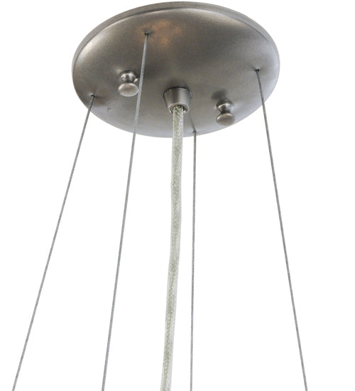 Meyda Lighting Crinkle 26" 4-Light Brushed Nickel Inverted Pendant Light With Clear Textured Crushed Ice Shade Glass