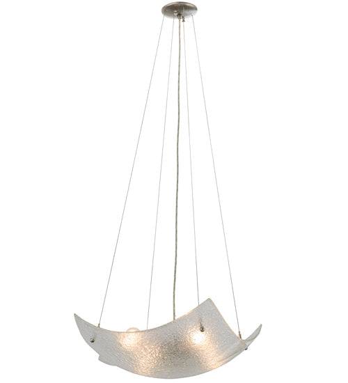 Meyda Lighting Crinkle 26" 4-Light Brushed Nickel Inverted Pendant Light With Clear Textured Crushed Ice Shade Glass