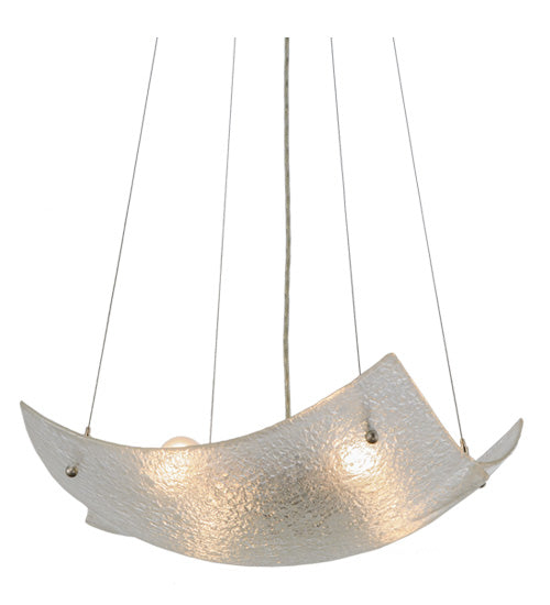 Meyda Lighting Crinkle 26" 4-Light Brushed Nickel Inverted Pendant Light With Clear Textured Crushed Ice Shade Glass