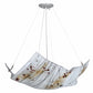 Meyda Lighting Crinkle 28" 4-Light Nickel Ramoscelli Inverted Pendant Light With Fused White & Beige Shade Glass