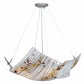 Meyda Lighting Crinkle 28" 4-Light Nickel Ramoscelli Inverted Pendant Light With Fused White & Beige Shade Glass