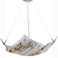 Meyda Lighting Crinkle 28" 4-Light Nickel Ramoscelli Inverted Pendant Light With Fused White & Beige Shade Glass
