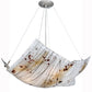 Meyda Lighting Crinkle 28" 4-Light Nickel Ramoscelli Inverted Pendant Light With Fused White & Beige Shade Glass