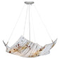 Meyda Lighting Crinkle 28" 4-Light Nickel Ramoscelli Inverted Pendant Light With Fused White & Beige Shade Glass