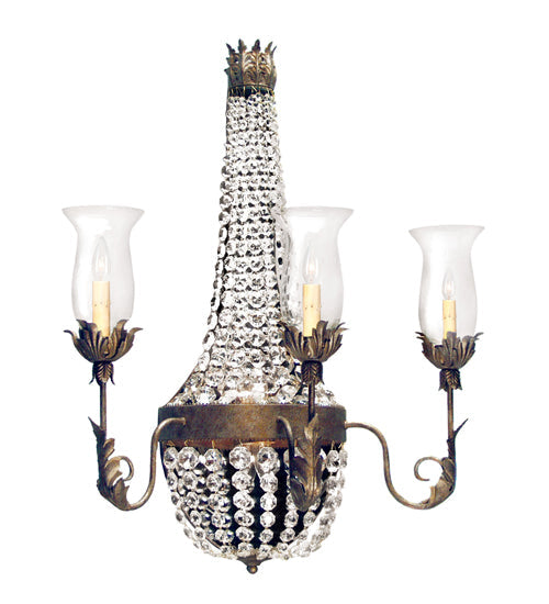 Meyda Lighting Crista 26" 5-Light Corinth Wall Sconce With Clear Hurricane Shade Glass