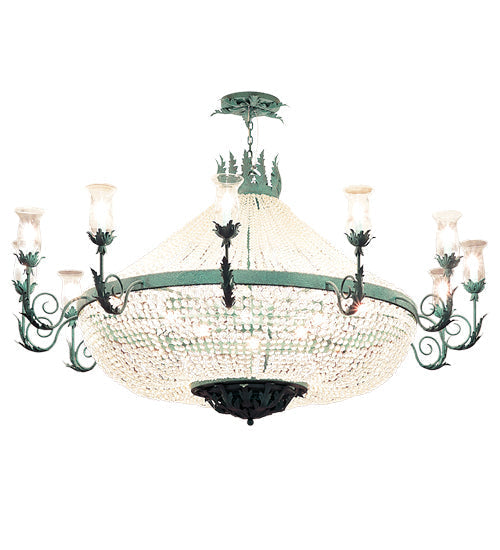 Meyda Lighting Crista 84" 30-Light Golden Verde Chandelier With Clear Crystal Shade Glass
