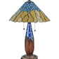 Meyda Lighting Cristal Azul 25" 2-Light Mahogany Bronze Table Lamp With Gold and Blue Shade Glass