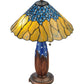 Meyda Lighting Cristal Azul 25" 2-Light Mahogany Bronze Table Lamp With Gold and Blue Shade Glass