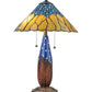 Meyda Lighting Cristal Azul 25" 2-Light Mahogany Bronze Table Lamp With Gold and Blue Shade Glass