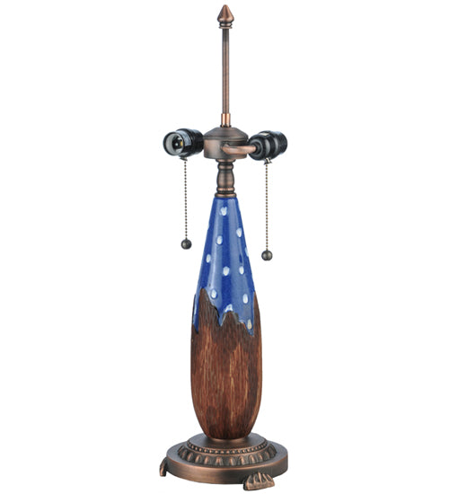 Meyda Lighting Cristal Azul 25" 2-Light Mahogany Bronze Table Lamp With Gold and Blue Shade Glass