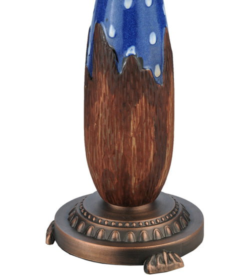 Meyda Lighting Cristal Azul 25" 2-Light Mahogany Bronze Table Lamp With Gold and Blue Shade Glass