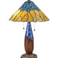 Meyda Lighting Cristal Azul 25" 2-Light Mahogany Bronze Table Lamp With Gold and Blue Shade Glass