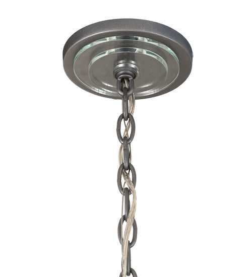 Meyda Lighting Croix 40" 12-Light Blackened Pewter Chandelier With Beige Iridescent Champagne Fabric Shade