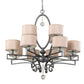Meyda Lighting Croix 40" 12-Light Blackened Pewter Chandelier With Beige Iridescent Champagne Fabric Shade