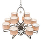 Meyda Lighting Croix 40" 12-Light Blackened Pewter Chandelier With Beige Iridescent Champagne Fabric Shade