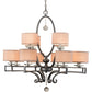Meyda Lighting Croix 40" 12-Light Blackened Pewter Chandelier With Beige Iridescent Champagne Fabric Shade