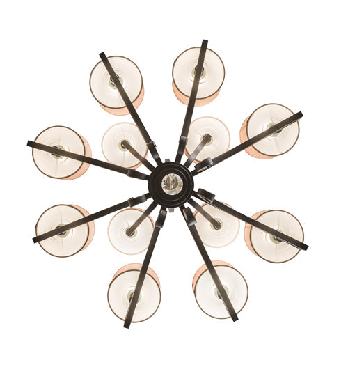 Meyda Lighting Croix 40" 12-Light Blackened Pewter Chandelier With Beige Iridescent Champagne Fabric Shade