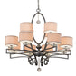Meyda Lighting Croix 40" 12-Light Blackened Pewter Chandelier With Beige Iridescent Champagne Fabric Shade