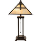 Meyda Lighting Cross Mission 24" 2-Light Mahogany Bronze Table Lamp With Beige Iridescent Shade Glass