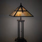 Meyda Lighting Cross Mission 26" 2-Light Craftsman Brown Table Lamp With Beige Iridescent Shade Glass