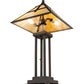 Meyda Lighting Cross Mission 26" 2-Light Craftsman Brown Table Lamp With Beige Iridescent Shade Glass