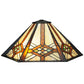 Meyda Lighting Crosshairs Mission 26" 2-Light French Bronze Table Lamp With Honey Beige & Grass Green Shade Glass