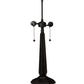 Meyda Lighting Crosshairs Mission 26" 2-Light French Bronze Table Lamp With Honey Beige & Grass Green Shade Glass