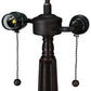Meyda Lighting Crosshairs Mission 26" 2-Light French Bronze Table Lamp With Honey Beige & Grass Green Shade Glass
