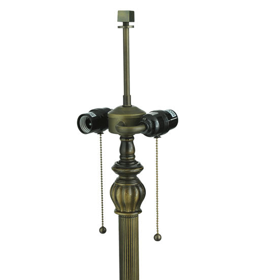 Meyda Lighting Crosshairs Mission 61" 2-Light Antique Floor Lamp With Multi-Colored Shade Glass