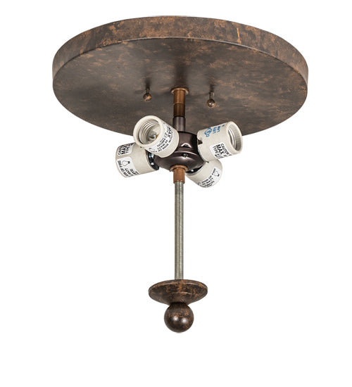 Meyda Lighting Crowne 28" 4-Light Cajun Spice Flush Mount Light With Botticino Idalight Shade Glass