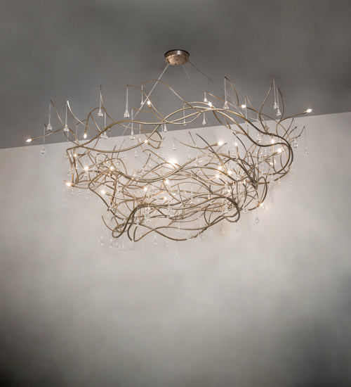 Meyda Lighting Crystal Tear Drop 96" 32-Light Champagne Metallic Chandelier With Crystal Shade Glass