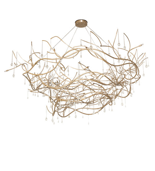Meyda Lighting Crystal Tear Drop 96" 32-Light Champagne Metallic Chandelier With Crystal Shade Glass