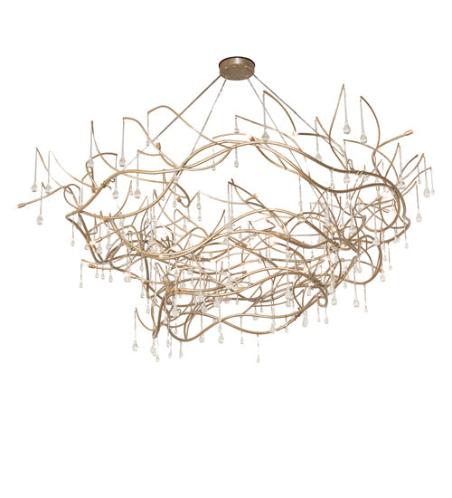 Meyda Lighting Crystal Tear Drop 96" 32-Light Champagne Metallic Chandelier With Crystal Shade Glass