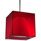Meyda Lighting Cube 11" Chrome Mini Pendant Light With Ruby Shade Glass