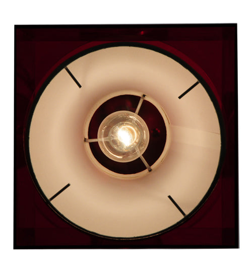 Meyda Lighting Cube 11" Chrome Mini Pendant Light With Ruby Shade Glass
