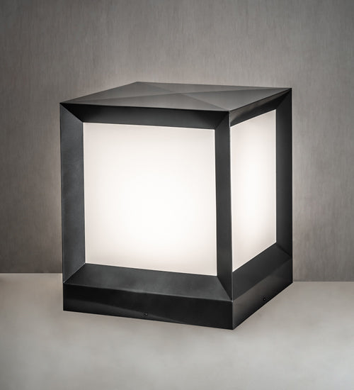 Meyda Lighting Cubism 23" Silver Metallic Outdoor Pier Mount Light With White Statuario Idalight Shade