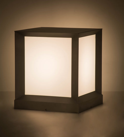 Meyda Lighting Cubism 23" Weatherable Silver Outdoor Pier Mount Light With White Statuario Idalight Shade Glass