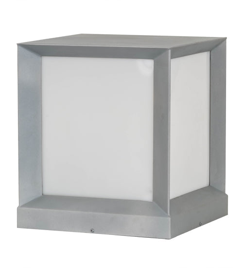 Meyda Lighting Cubism 23" Weatherable Silver Outdoor Pier Mount Light With White Statuario Idalight Shade Glass