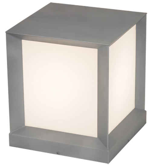 Meyda Lighting Cubism 23" Weatherable Silver Outdoor Pier Mount Light With White Statuario Idalight Shade Glass