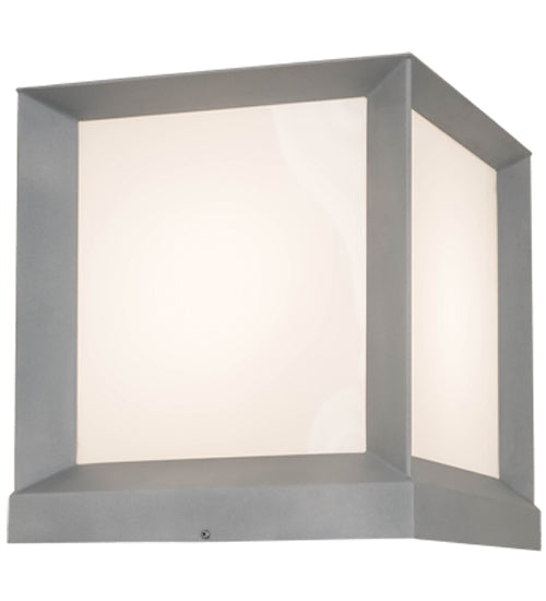 Meyda Lighting Cubism 23" Weatherable Silver Outdoor Pier Mount Light With White Statuario Idalight Shade Glass