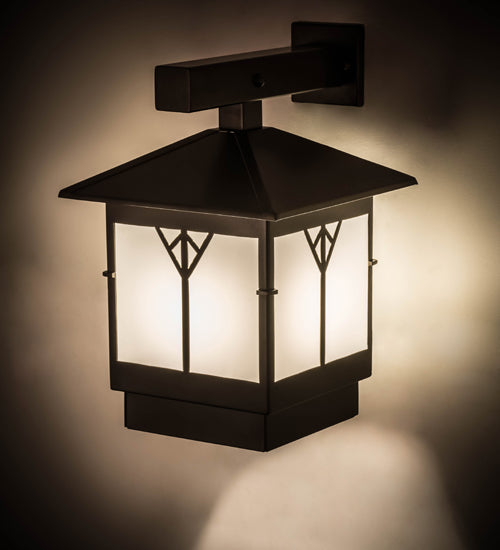 Meyda Lighting Cumberland 12" Bronze Hanging Wall Sconce With White Statuario Idalight Shade Glass