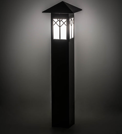 Meyda Lighting Cumberland 48"H x 17"W Exterior Oil Rubbed Bronze Bollard Outdoor Pier Mount Light With White Statuario Idalight Shade Glass