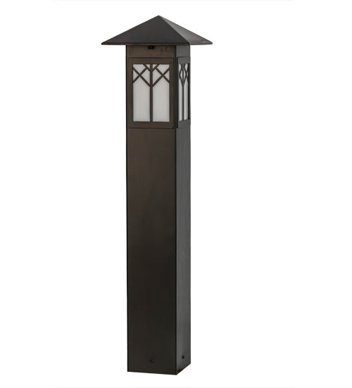 Meyda Lighting Cumberland 48"H x 17"W Exterior Oil Rubbed Bronze Bollard Outdoor Pier Mount Light With White Statuario Idalight Shade Glass
