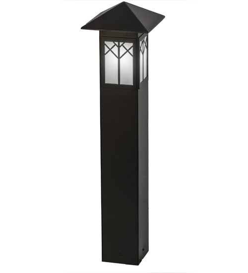Meyda Lighting Cumberland 48"H x 17"W Exterior Oil Rubbed Bronze Bollard Outdoor Pier Mount Light With White Statuario Idalight Shade Glass