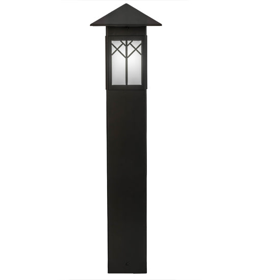 Meyda Lighting Cumberland 48"H x 17"W Exterior Oil Rubbed Bronze Bollard Outdoor Pier Mount Light With White Statuario Idalight Shade Glass