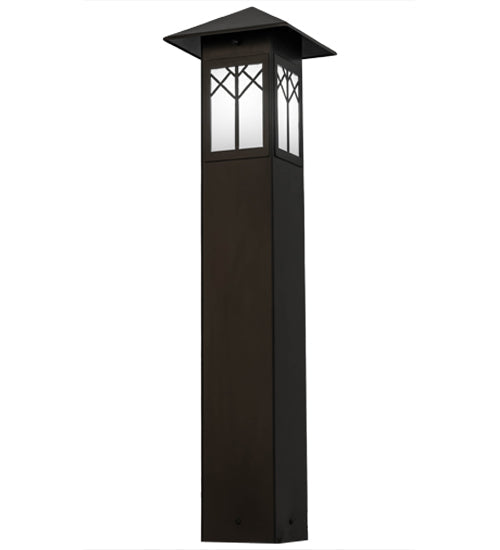 Meyda Lighting Cumberland 48"H x 17"W Exterior Oil Rubbed Bronze Bollard Outdoor Pier Mount Light With White Statuario Idalight Shade Glass